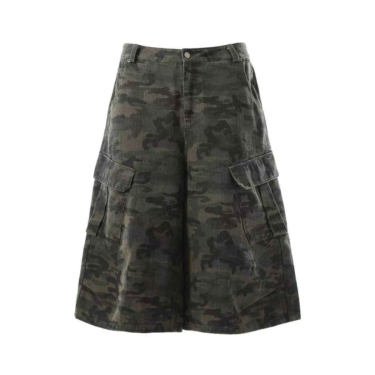 Camo Wide-Leg Knee-Length Jorts