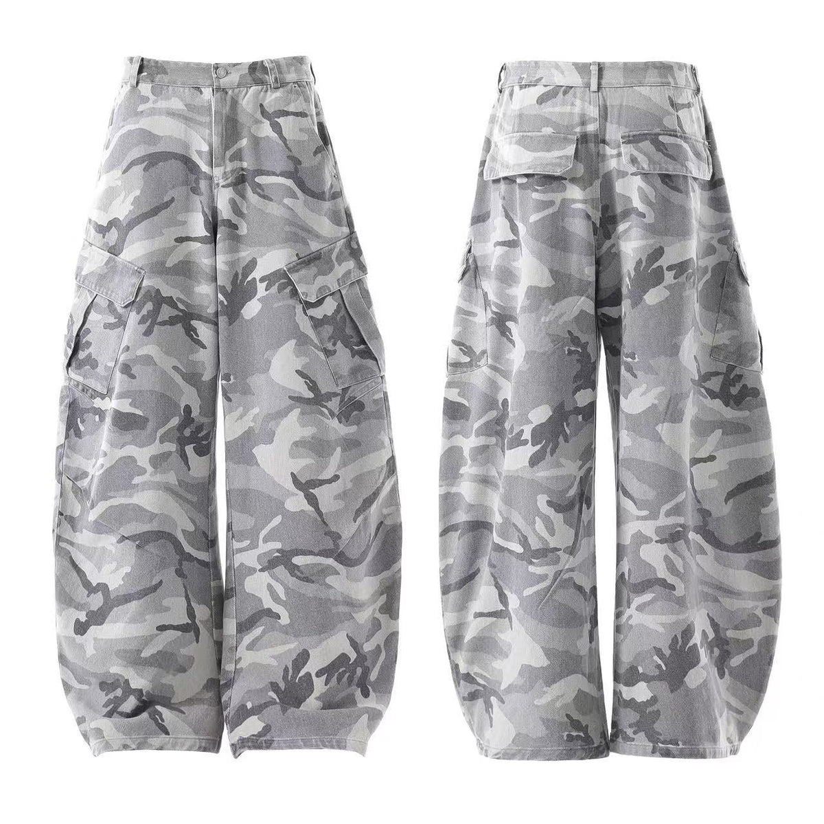 Snow Camo Wide-Leg Cargo Pants - OMYGOODS