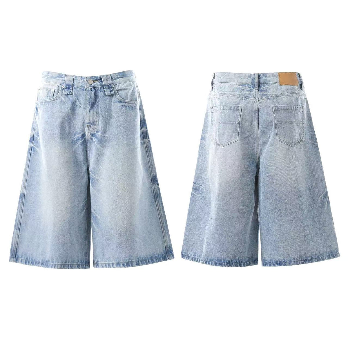 Washed Denim Knee-Length Jorts - OMYGOODS