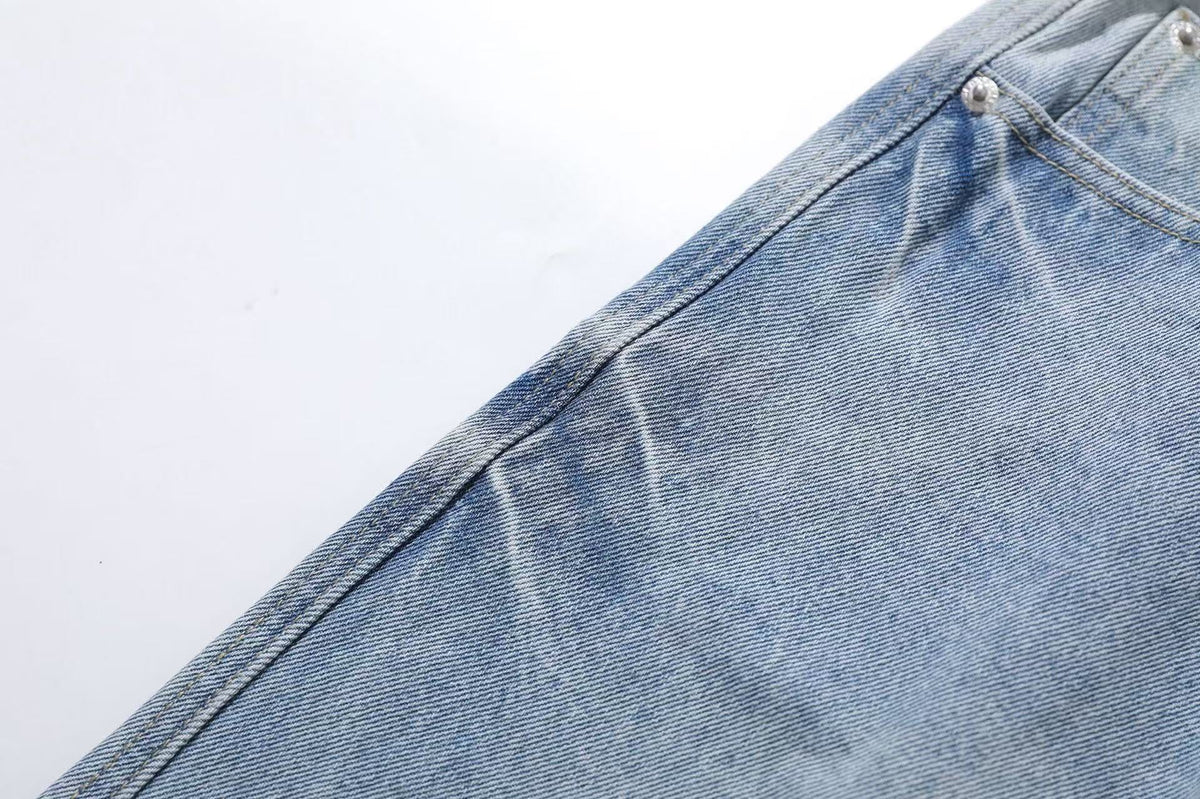 Washed Denim Knee-Length Jorts - OMYGOODS