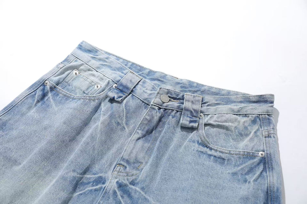 Washed Denim Knee-Length Jorts - OMYGOODS
