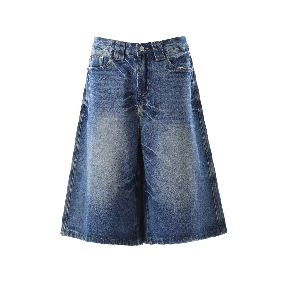 Washed Denim Knee-Length Jorts - OMYGOODS