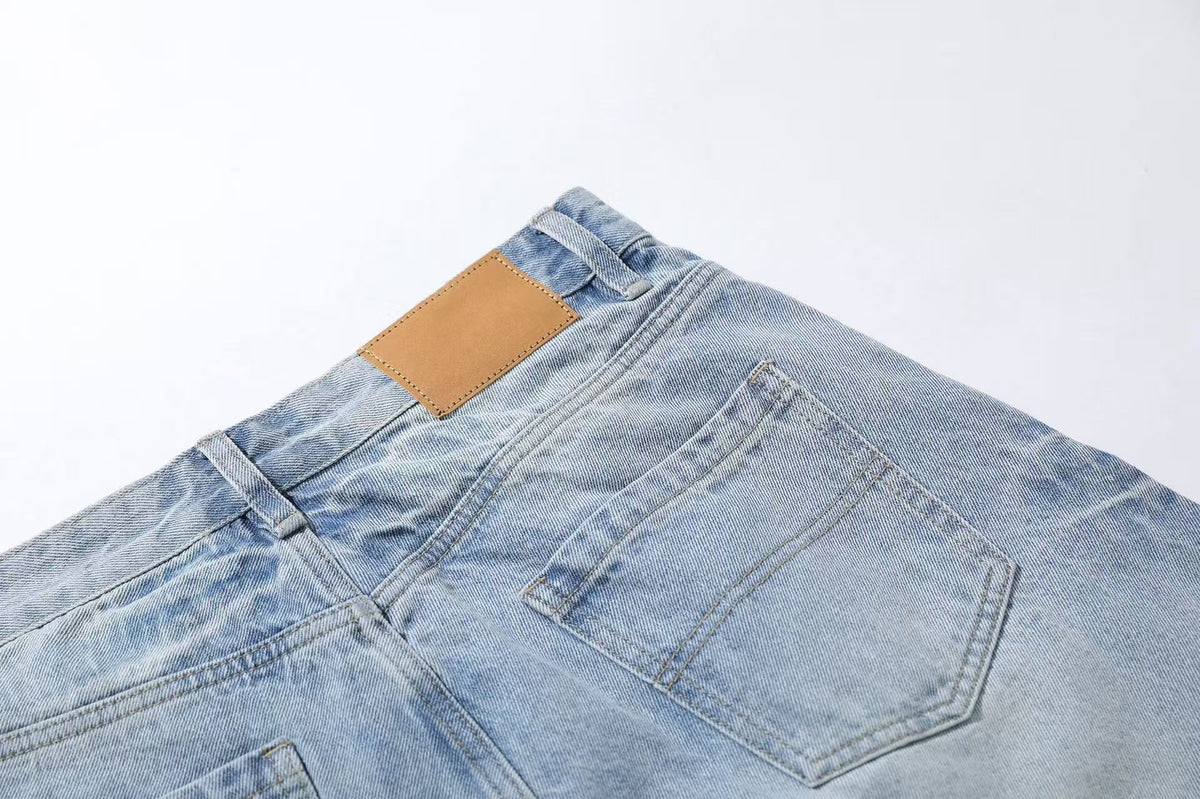 Washed Denim Knee-Length Jorts - OMYGOODS