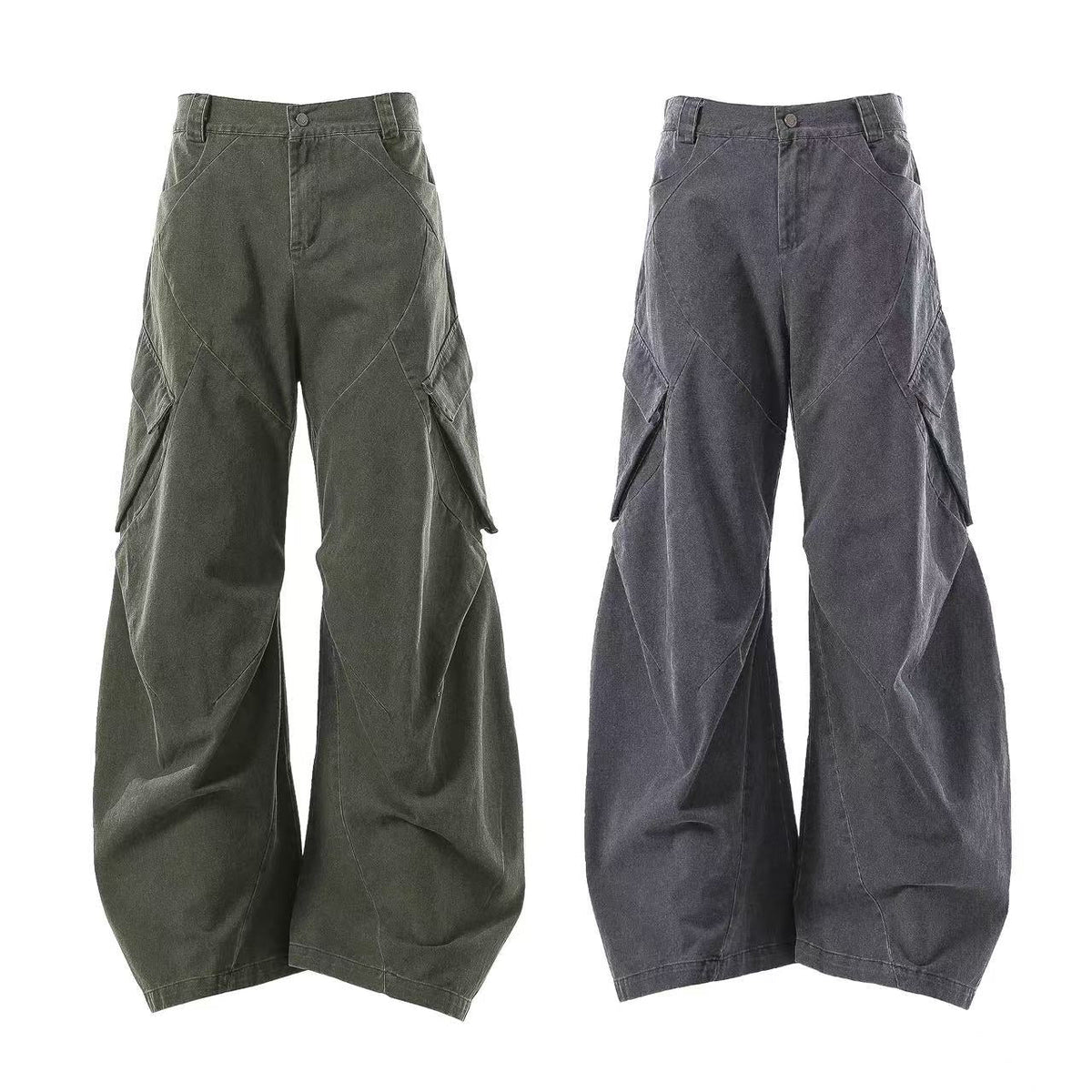 Lightweight Distressed Wide-Leg Cargo Pants - OMYGOODS