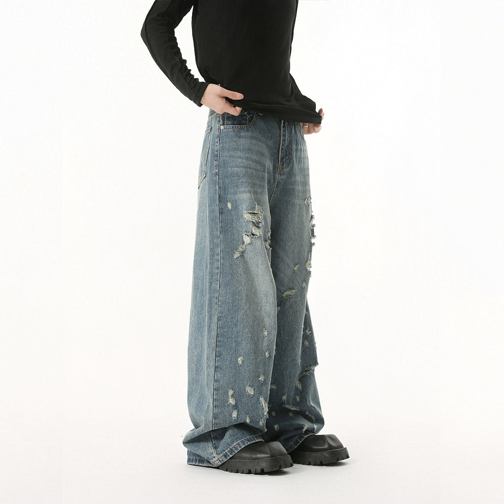 Washed Ripped | Straight Denim Jeans
