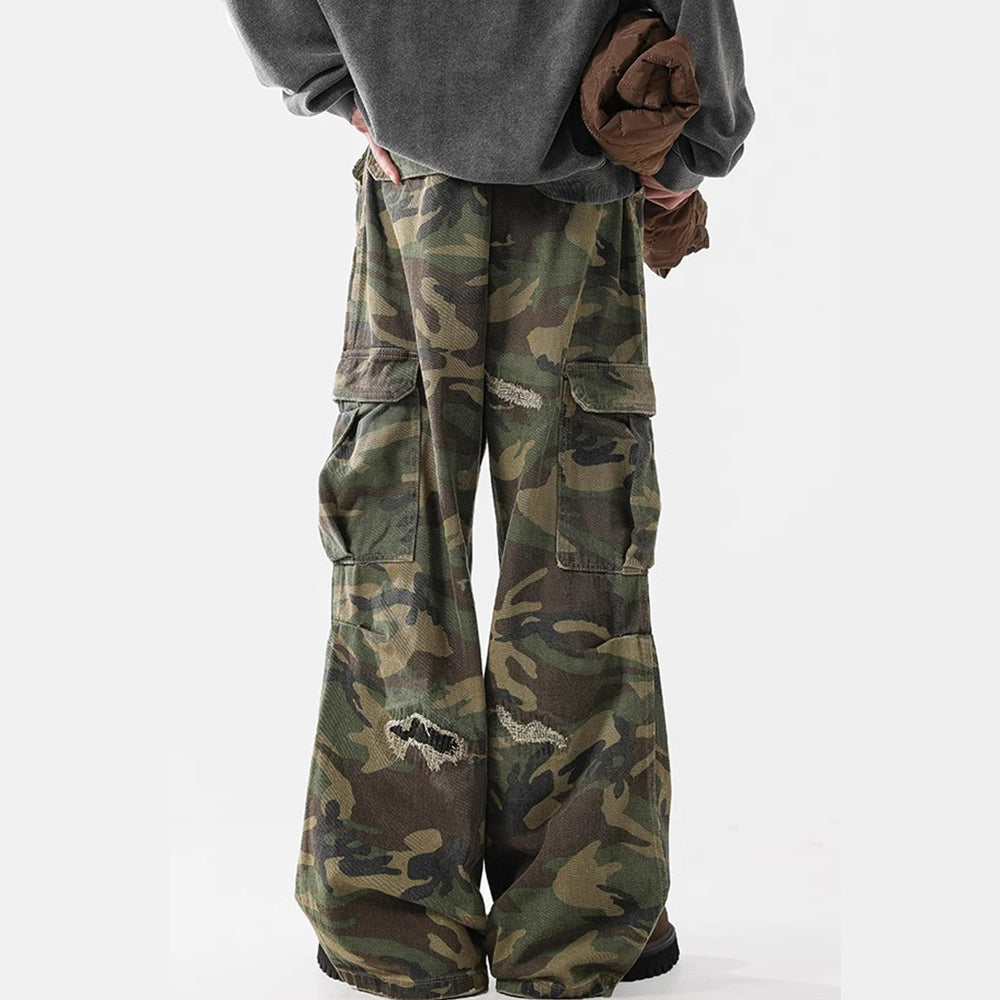 Ripped Camouflage Flared | Cargo Pants