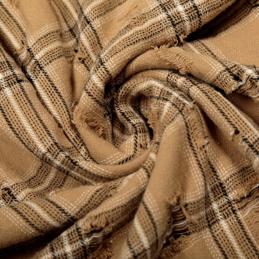 Distressed Plaid Flannel Shirt