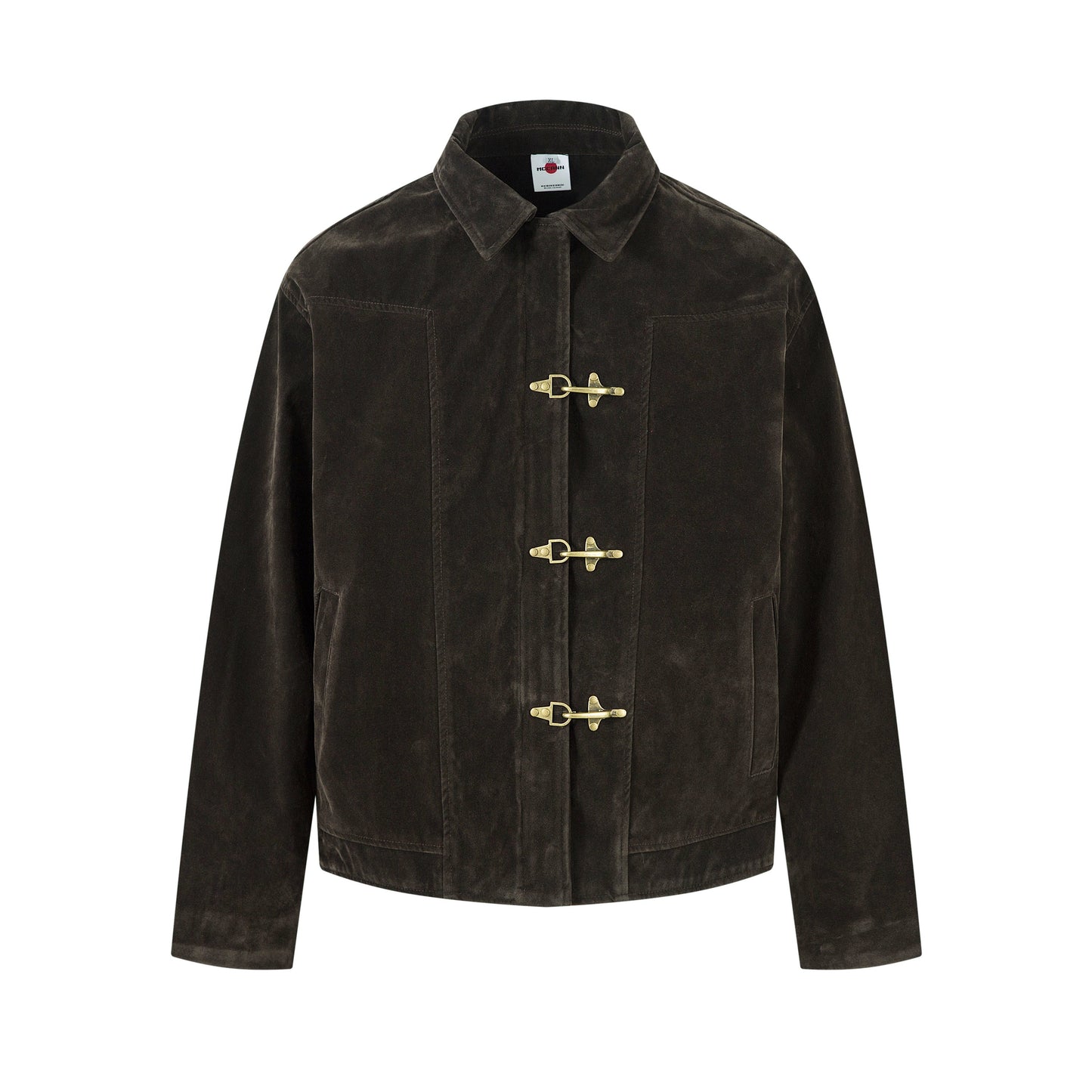 Retro Unique Metal Button Lapel Suede Bomber Jacket