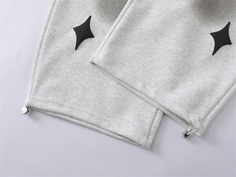 Spray Paint Star Print Distressed Sweatpants - OMYGOODS