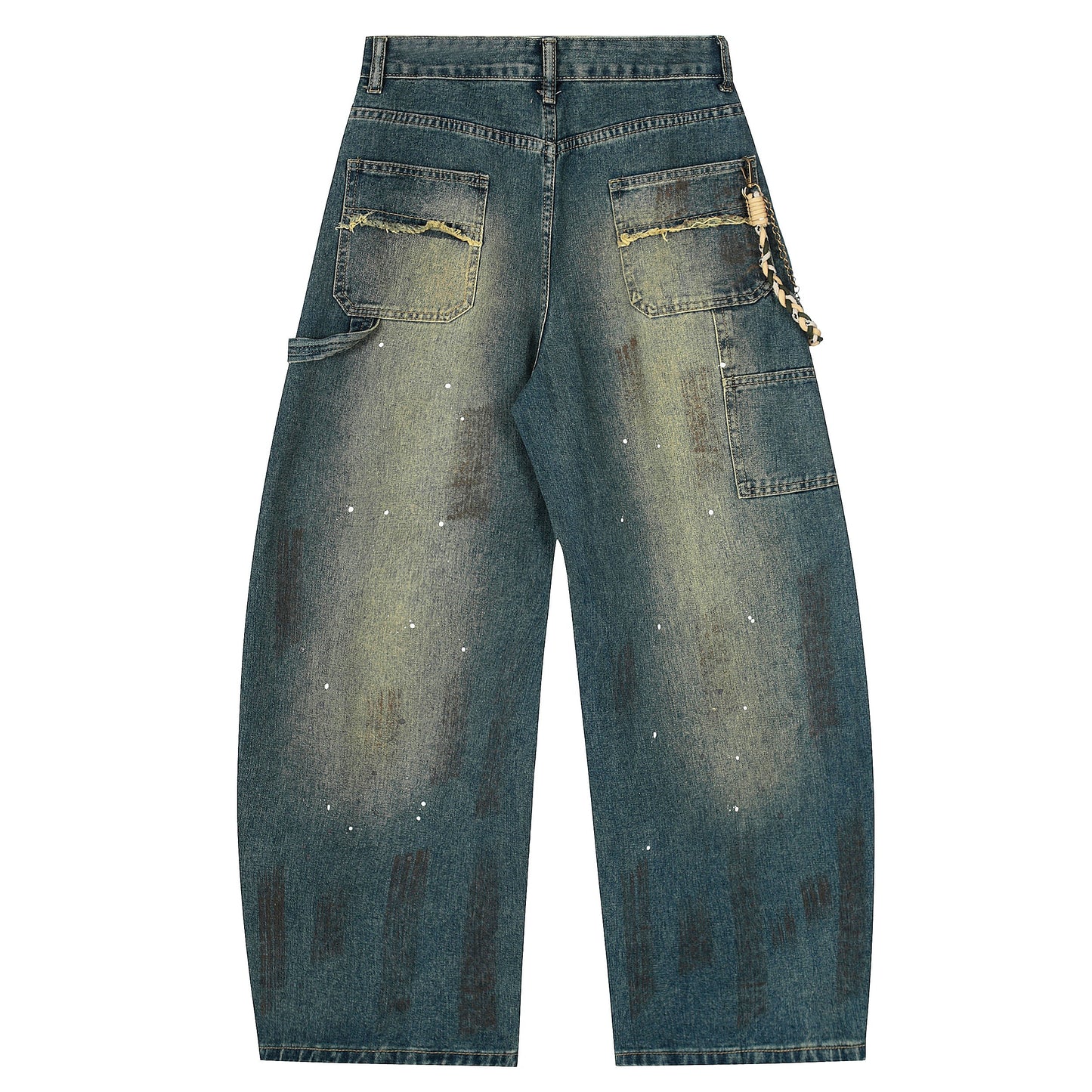 Vintage Inkjet Dirty Dye Washed Scimitar Distressed Jeans