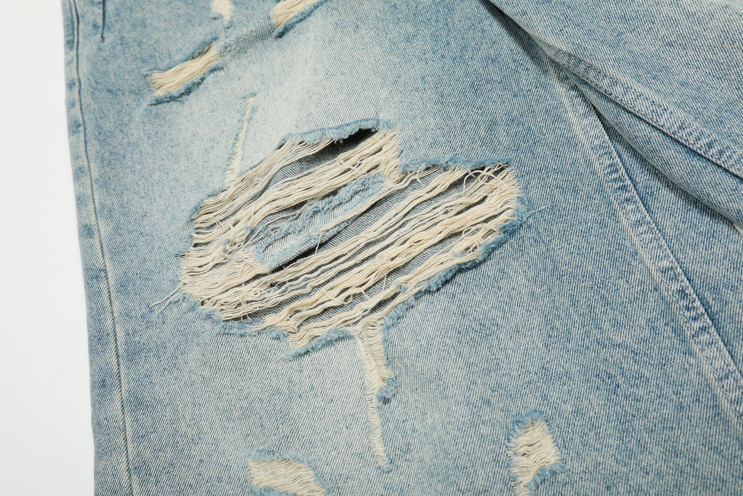 Distressed Washed Ripped Denim Jort