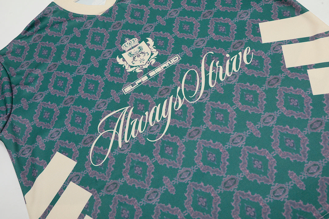 Always Strive Green Patterned Jersey V-Neck T-Shirt