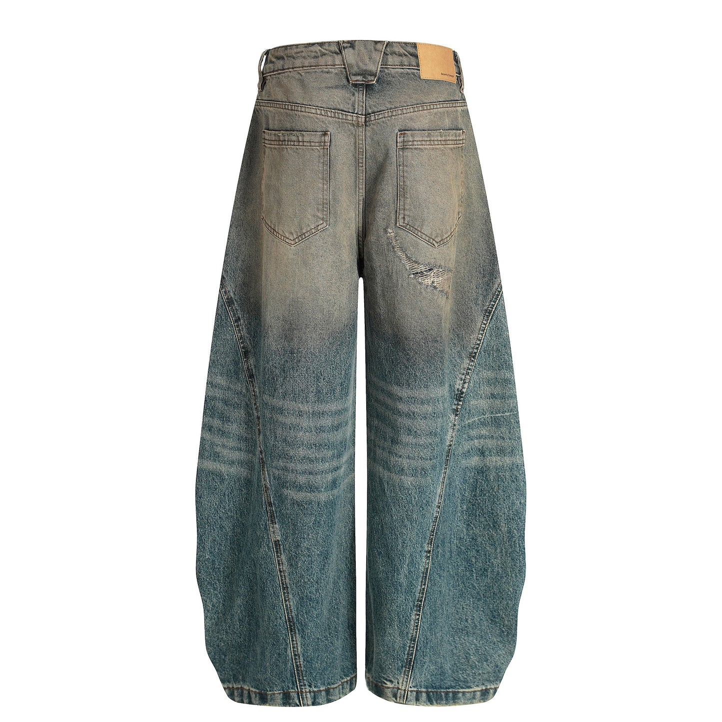 Vintage Mud-Dyed Distressed Barrel Jeans