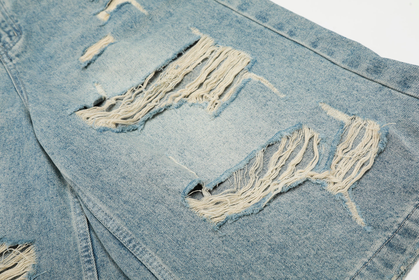 Distressed Washed Ripped Denim Jort