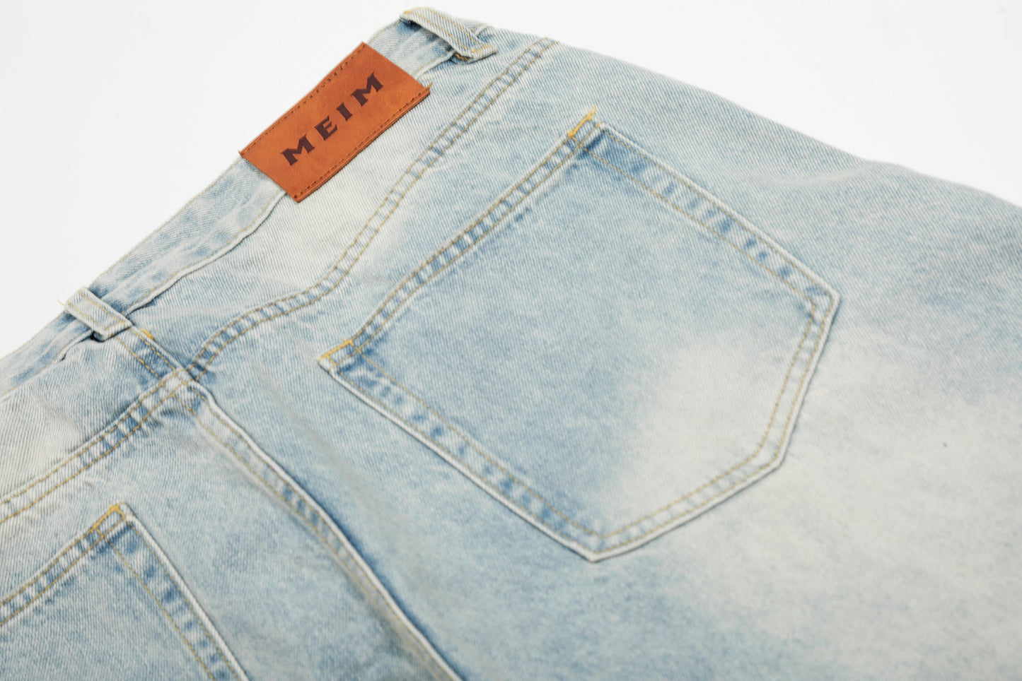 Denim Washed Distressed Barrel Jeans