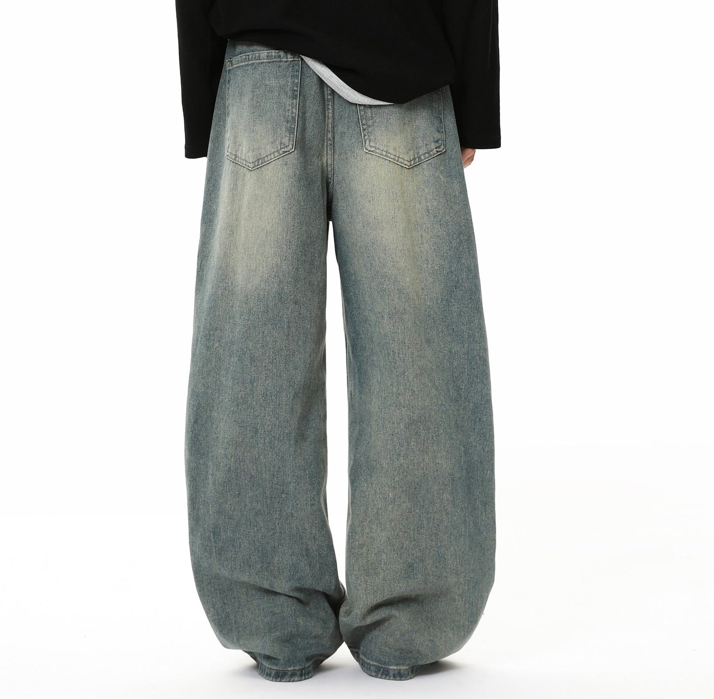 Washed Dirty-Dye Straight Jeans