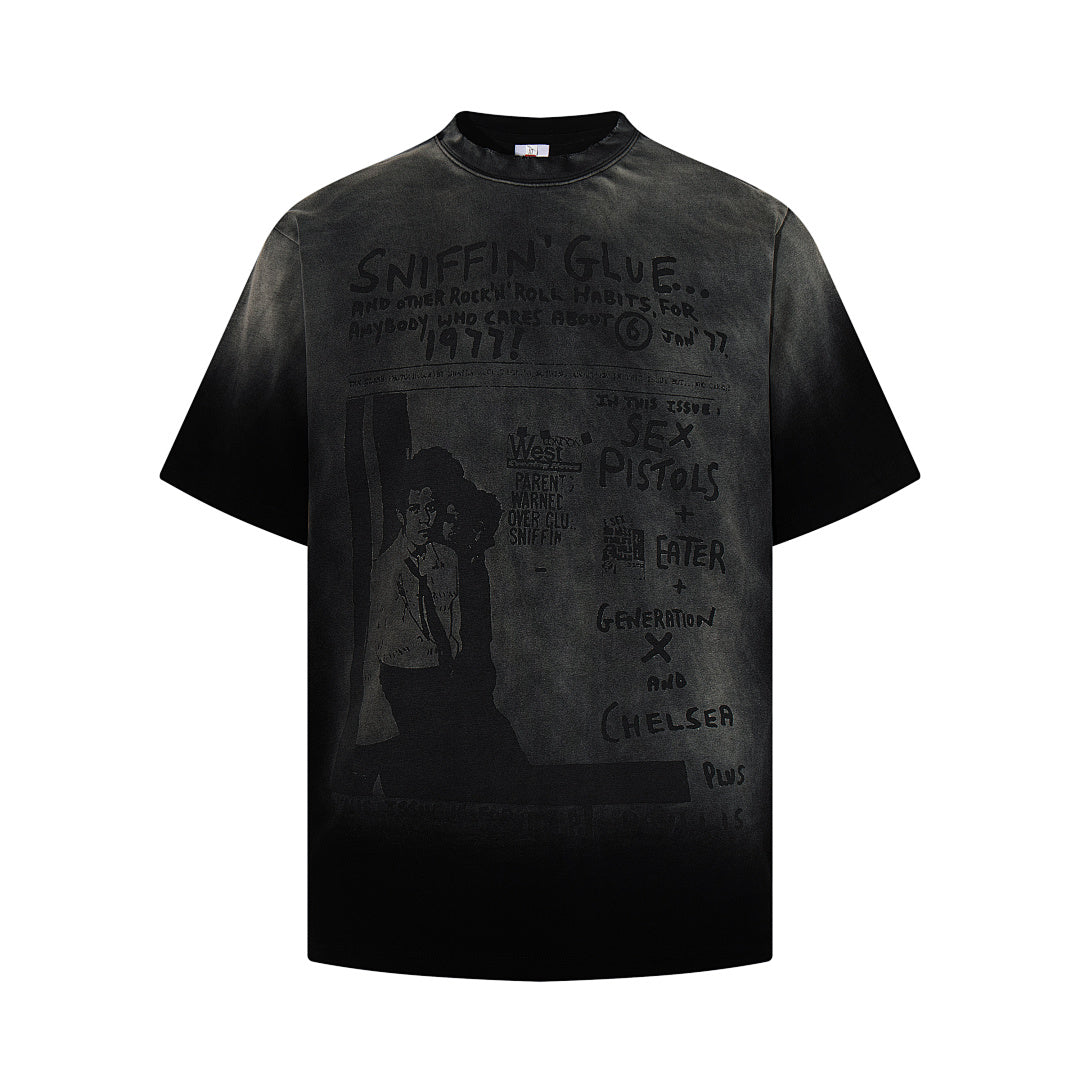 Washed Graphic Print Cotton T-Shirt