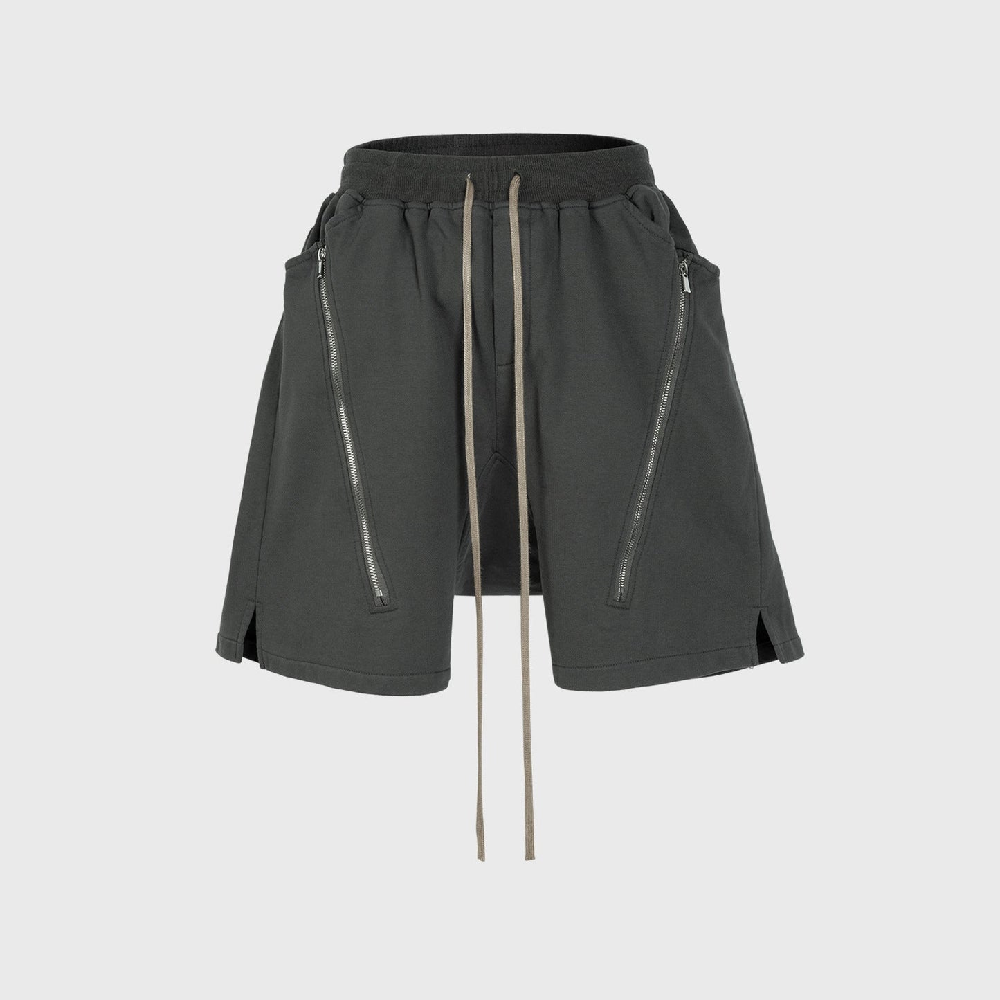 Retro Functional Zipper Slit Jort