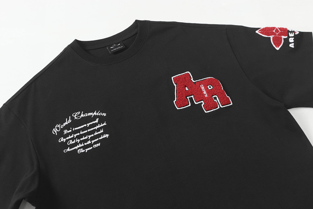 Retro Motorcycle Style Patch Embroidered T-shirt