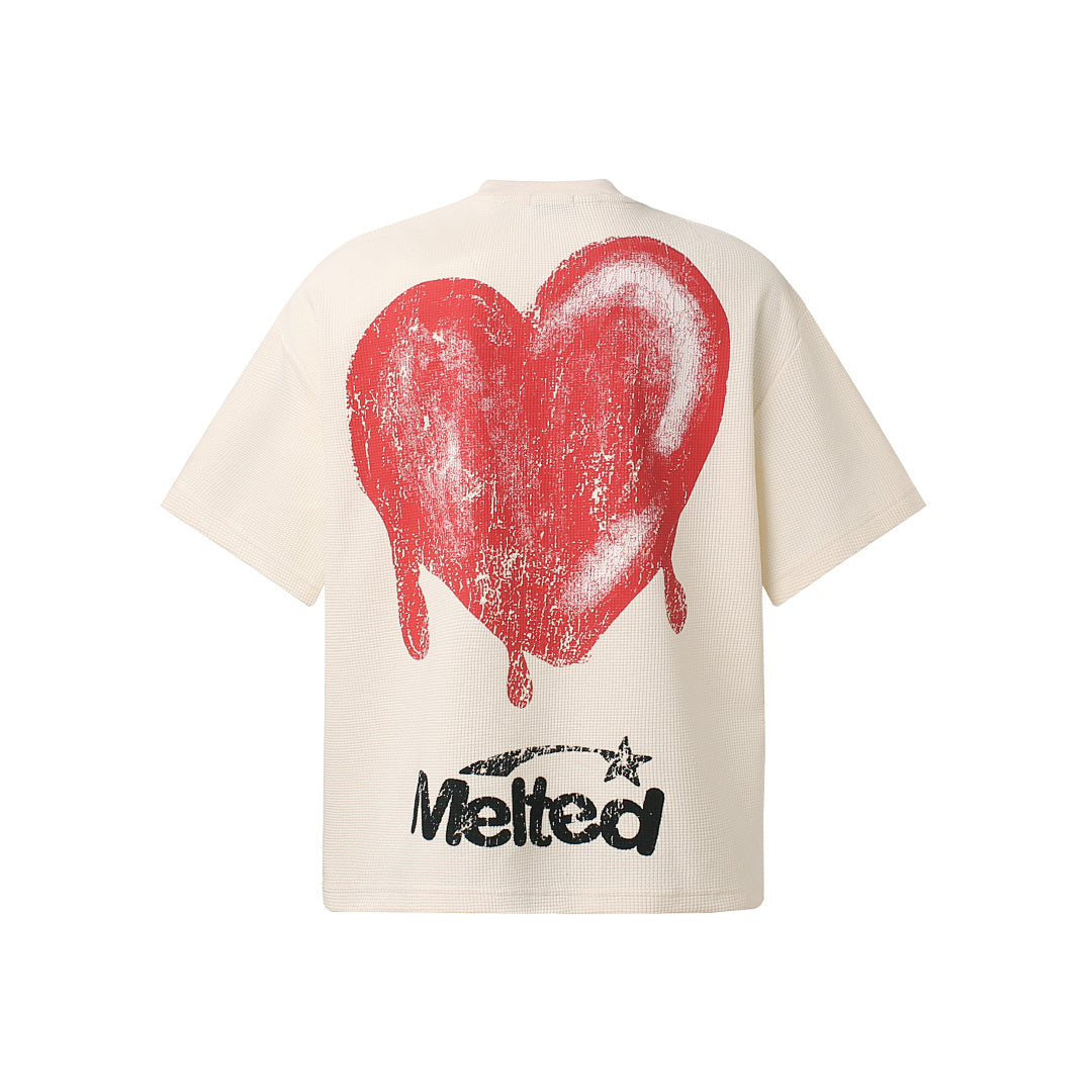 Skeleton & Melted Heart Graphic Waffle Knit T-Shirt