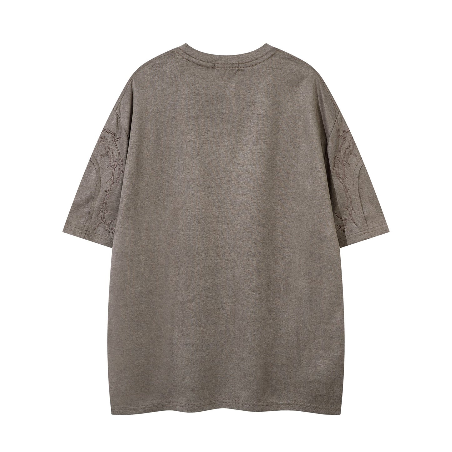 Thorn Embroidery Suede T-Shirt - Elevate Your Streetwear Game