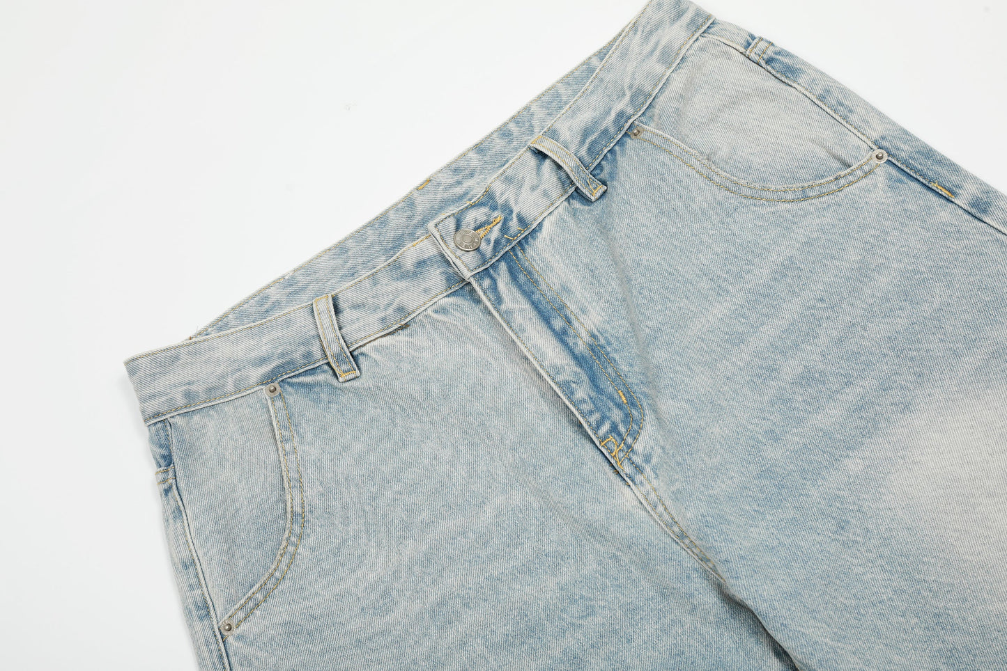 Denim Washed Distressed Barrel Jeans