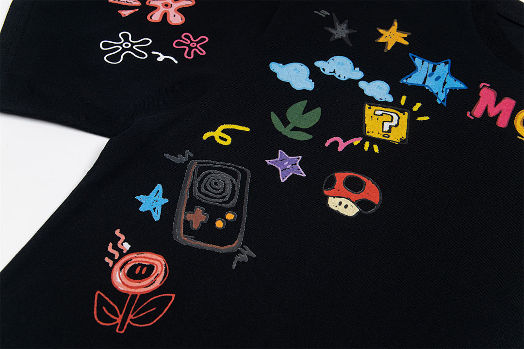 Colorful Fun Pattern Crew Neck T-Shirt