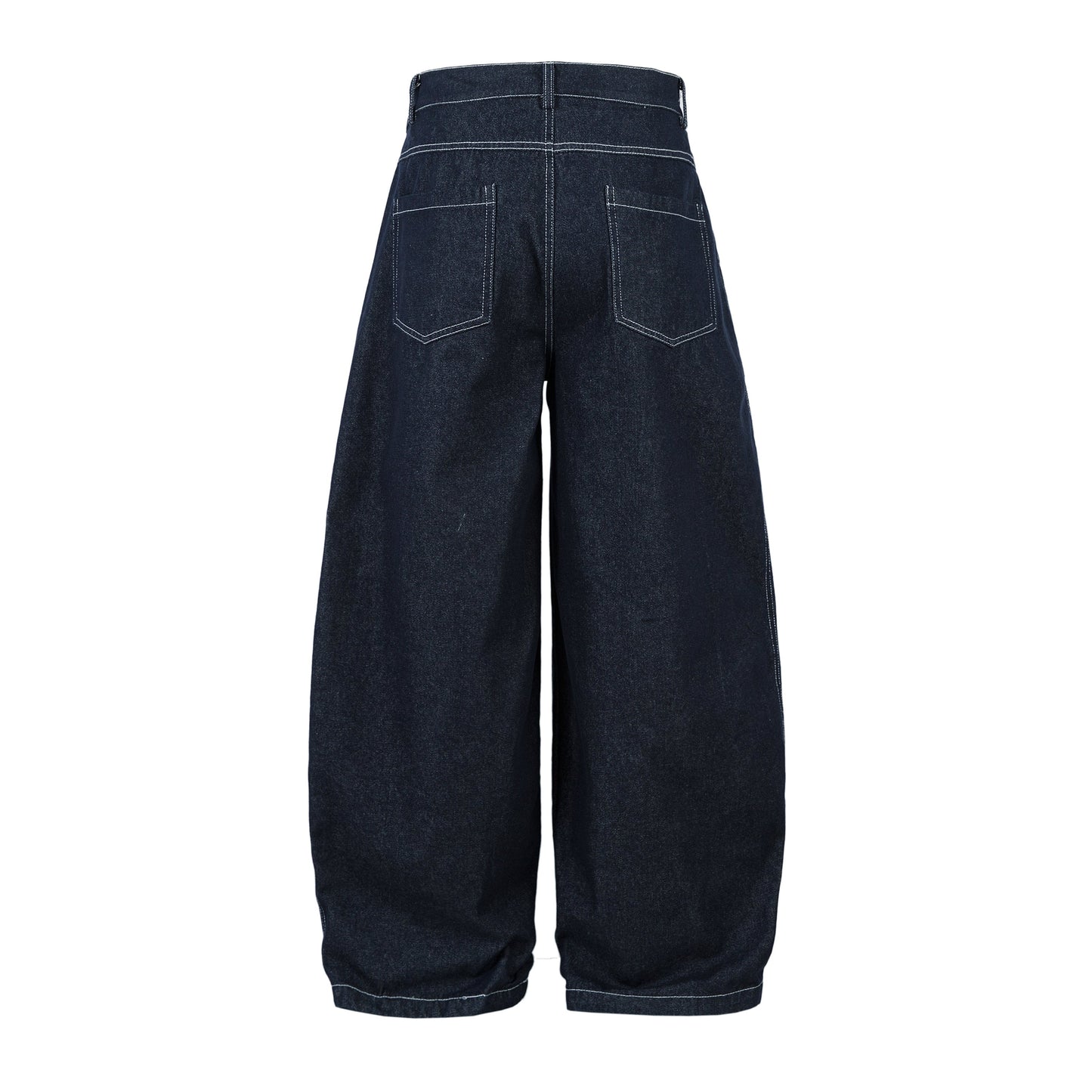 Deconstructed Contrast Stitching Pleated Baggy Barrel Jeans