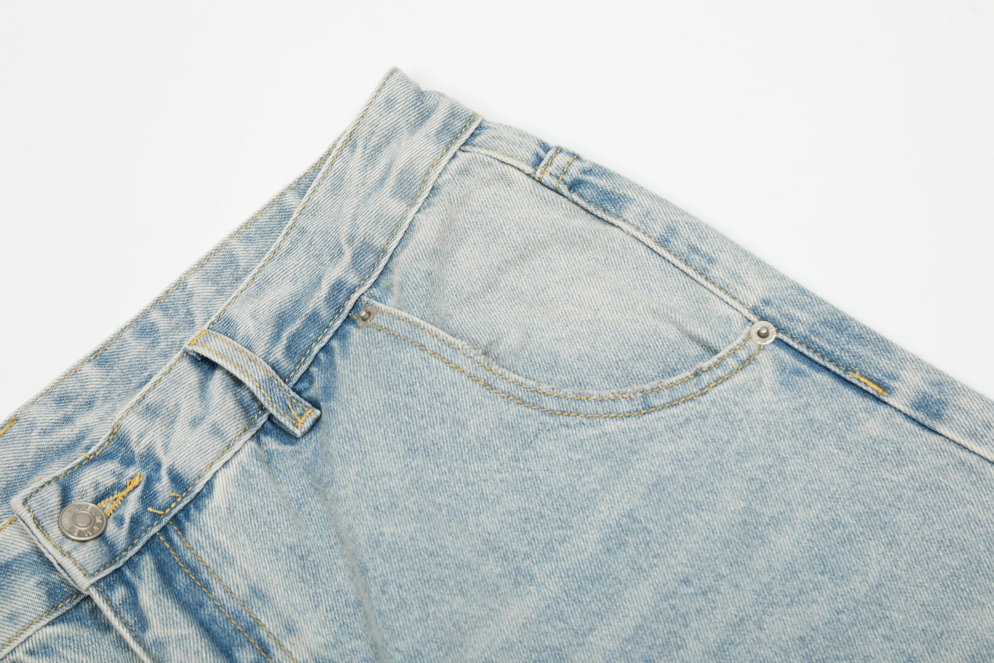 Denim Washed Distressed Barrel Jeans