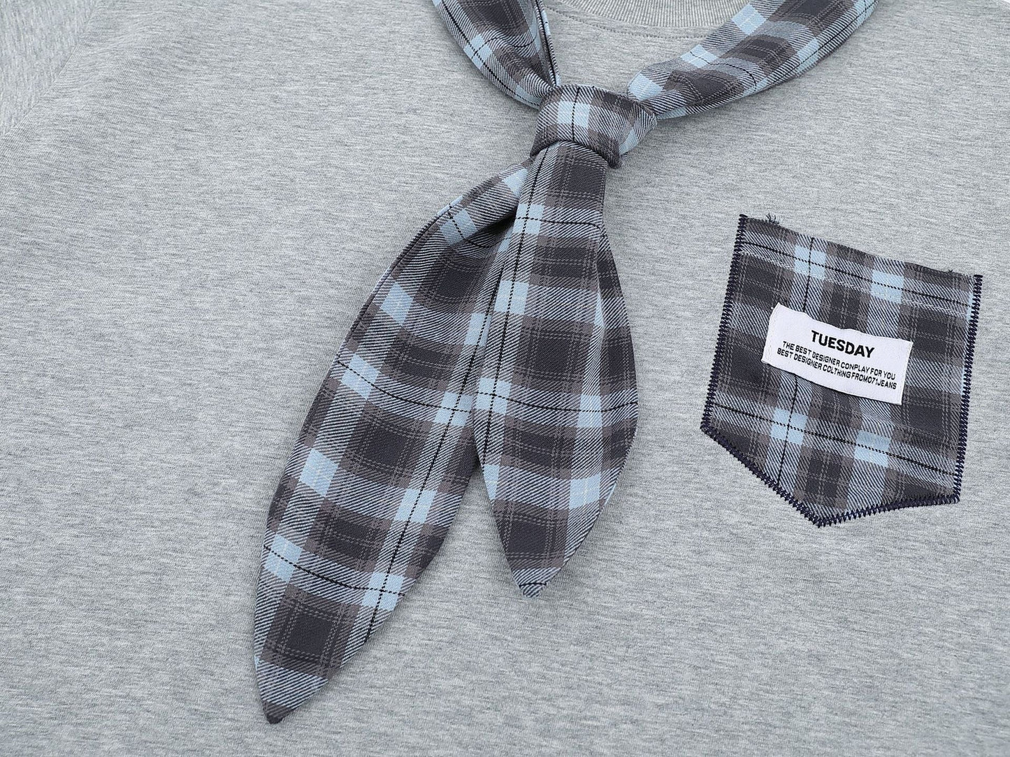 Street Plaid Tie Short Sleeve T-Shirt