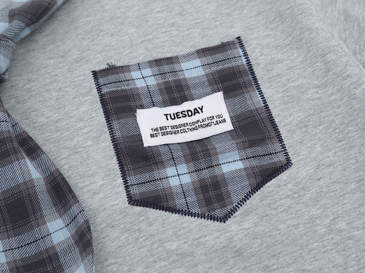 Street Plaid Tie Short Sleeve T-Shirt