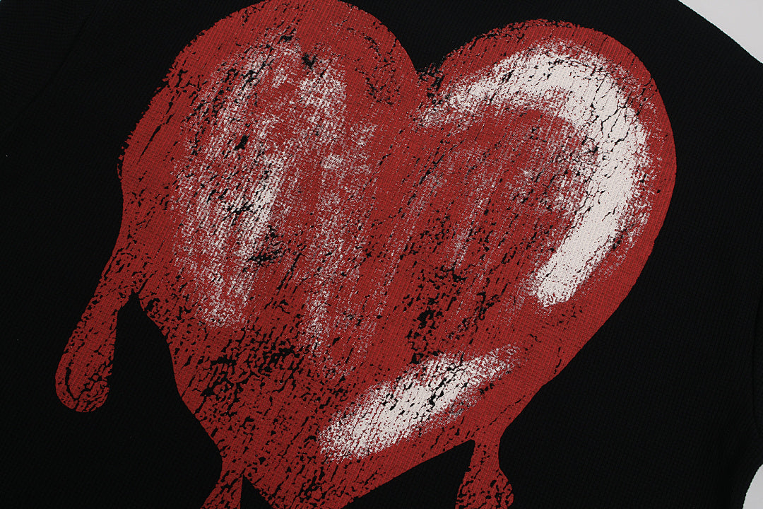 Skeleton & Melted Heart Graphic Waffle Knit T-Shirt