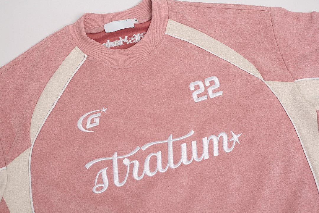 Letter Embroidered Patchwork Short Sleeve T-Shirt