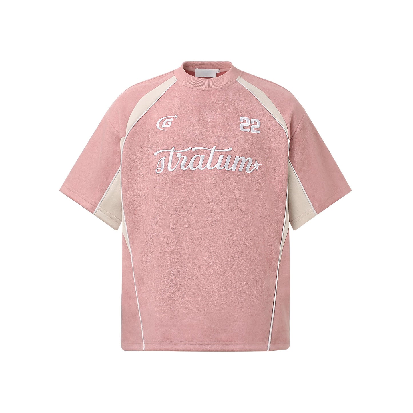 Letter Embroidered Patchwork Short Sleeve T-Shirt