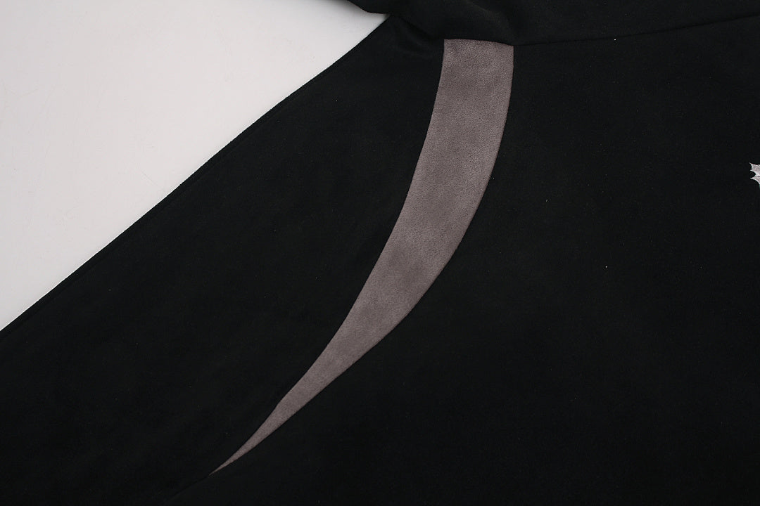 Suede Panel Embroidered Logo Short Sleeve T-Shirt