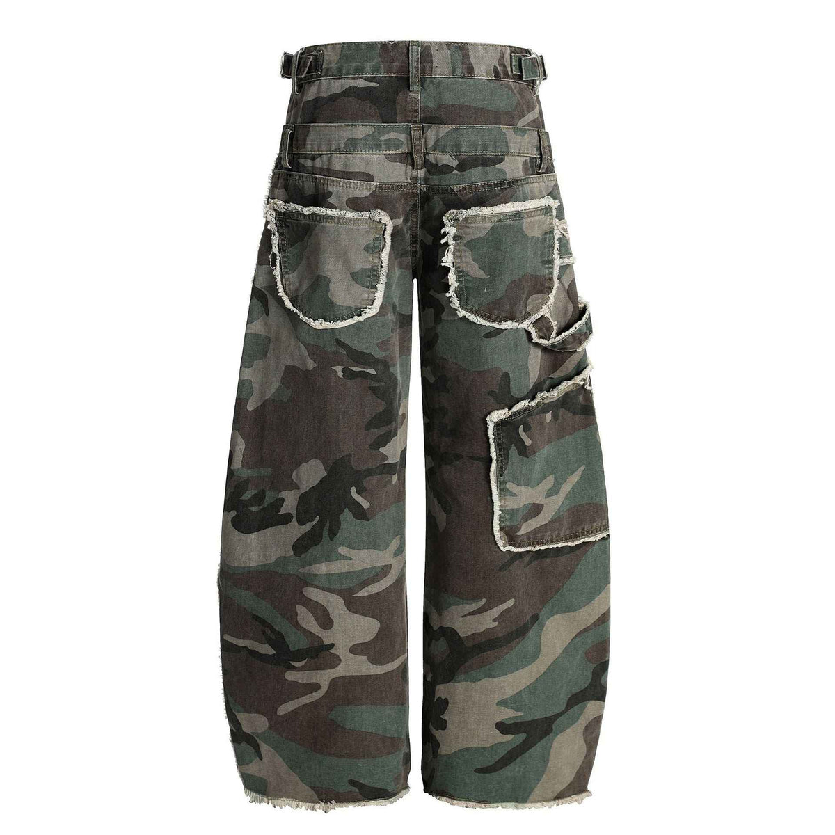 Retro Double Waist Camouflage Barrel Pants