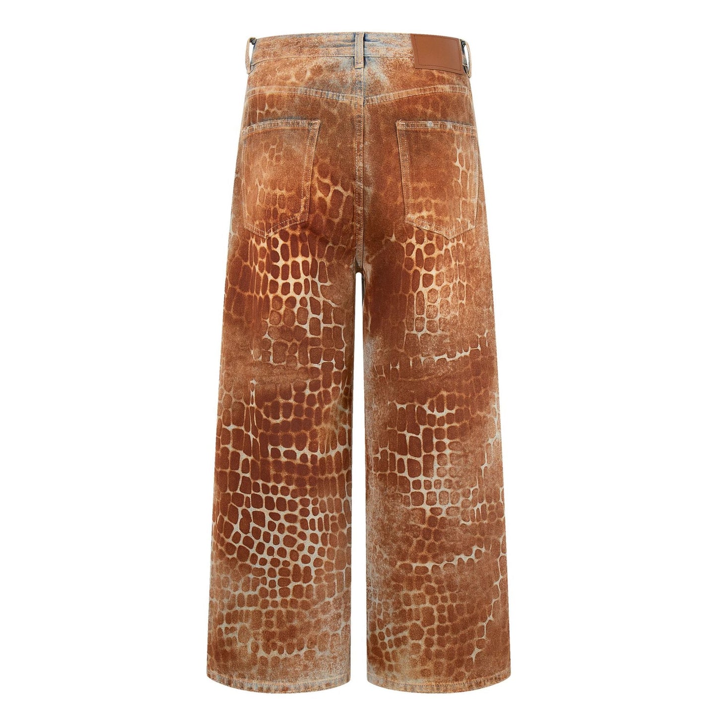 Croc Texture Washed Wide Leg Jeans