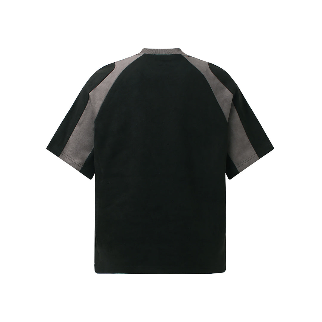 Suede-Touch Embroidered Sport Color-Block T-Shirt