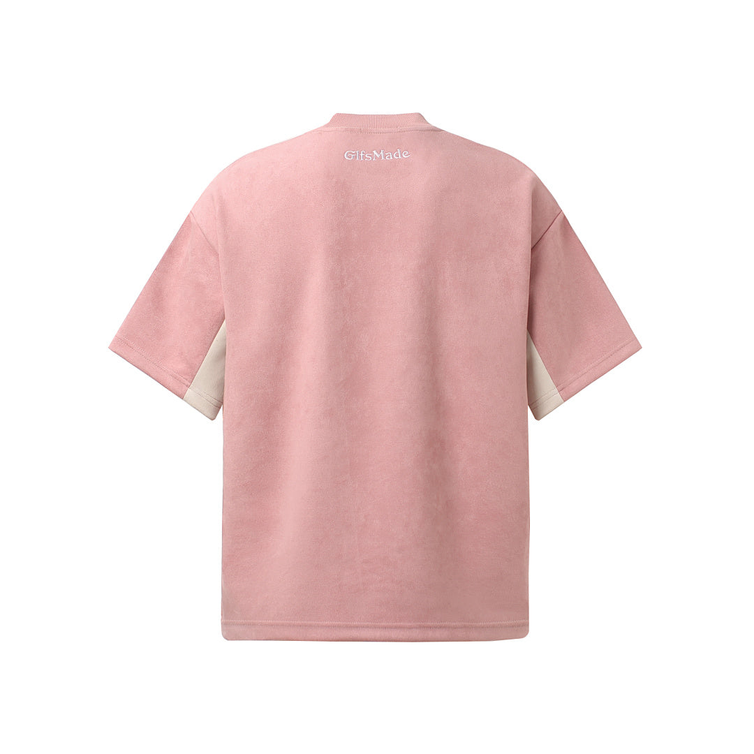 Letter Embroidered Patchwork Short Sleeve T-Shirt