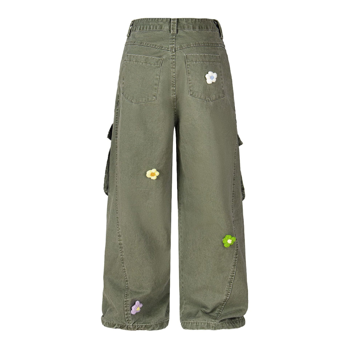 3D floral embroidery | Washed Cargo - OMYGOODS