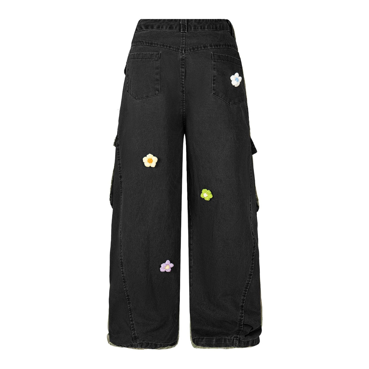 3D floral embroidery | Washed Cargo - OMYGOODS