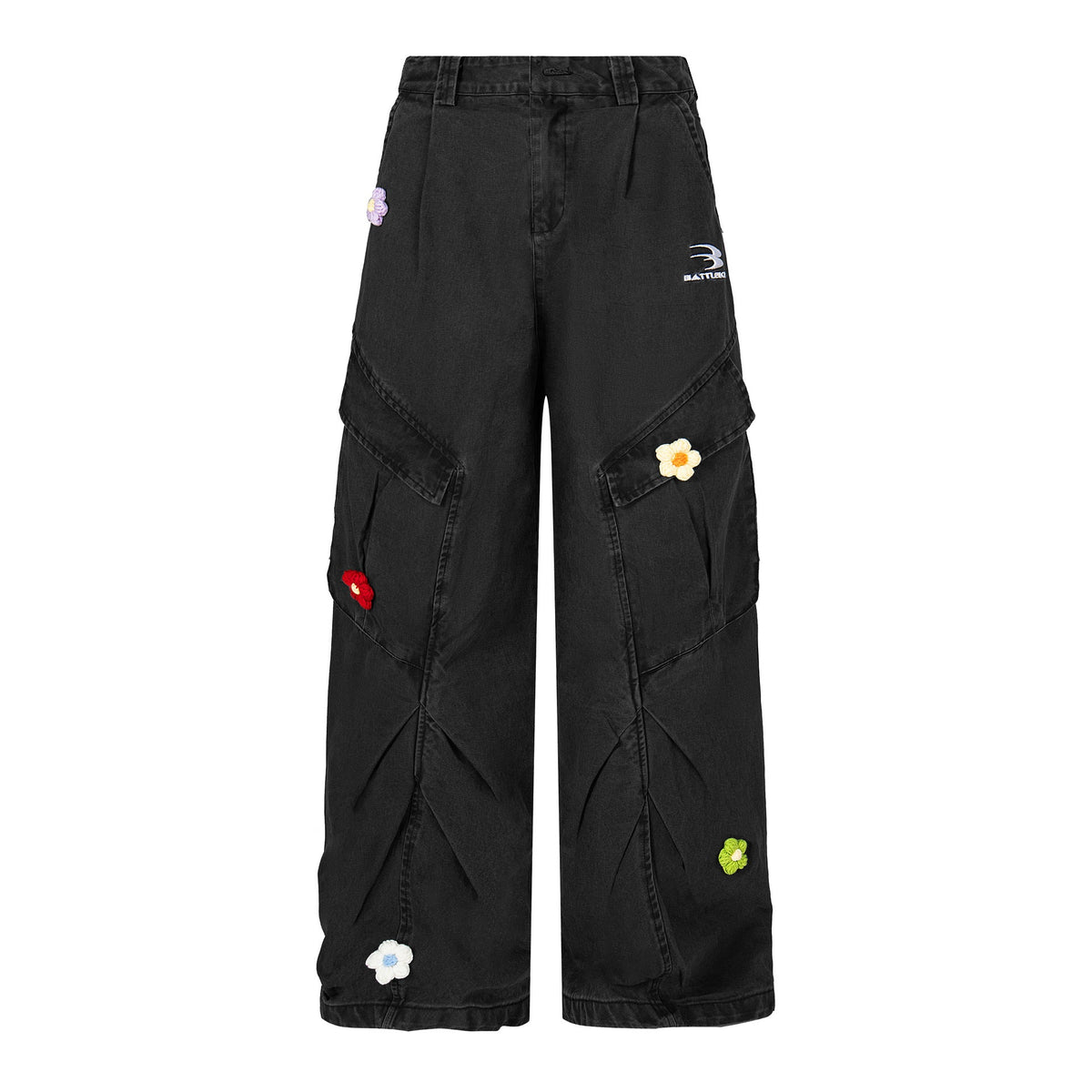 3D floral embroidery | Washed Cargo - OMYGOODS