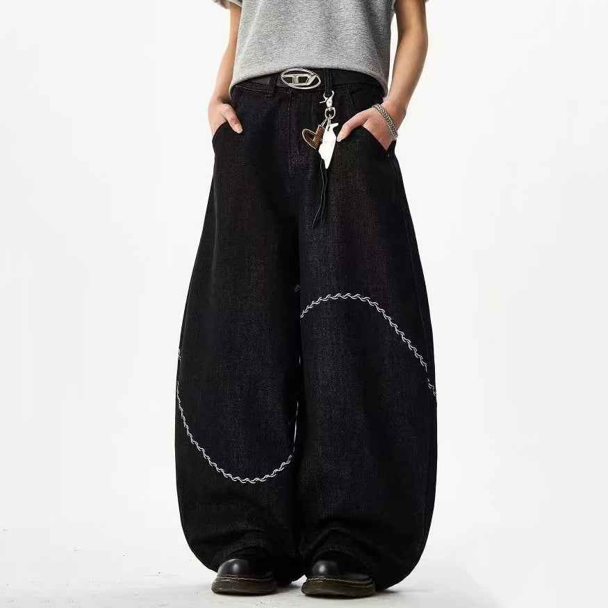 Distressed Wide-Leg Jeans