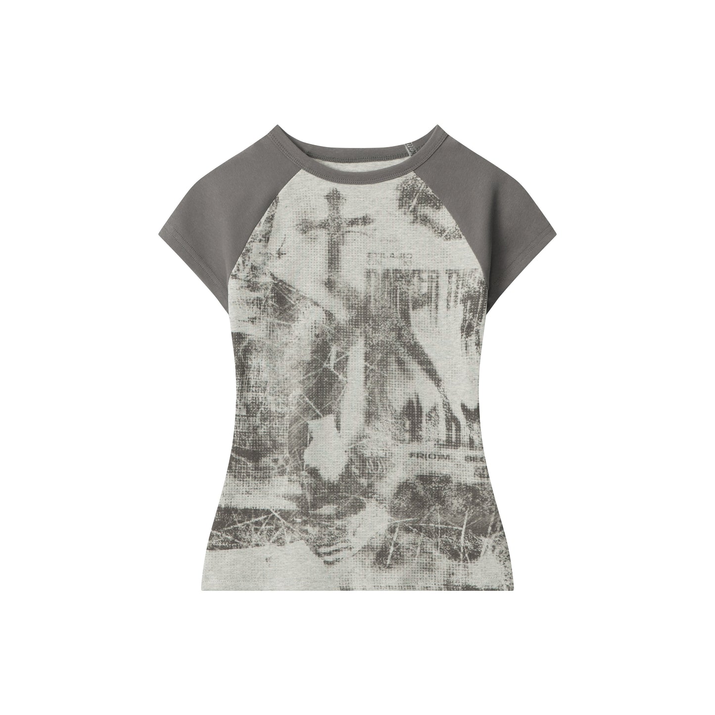 Grunge Cross | Fitted Graphic Raglan Tee