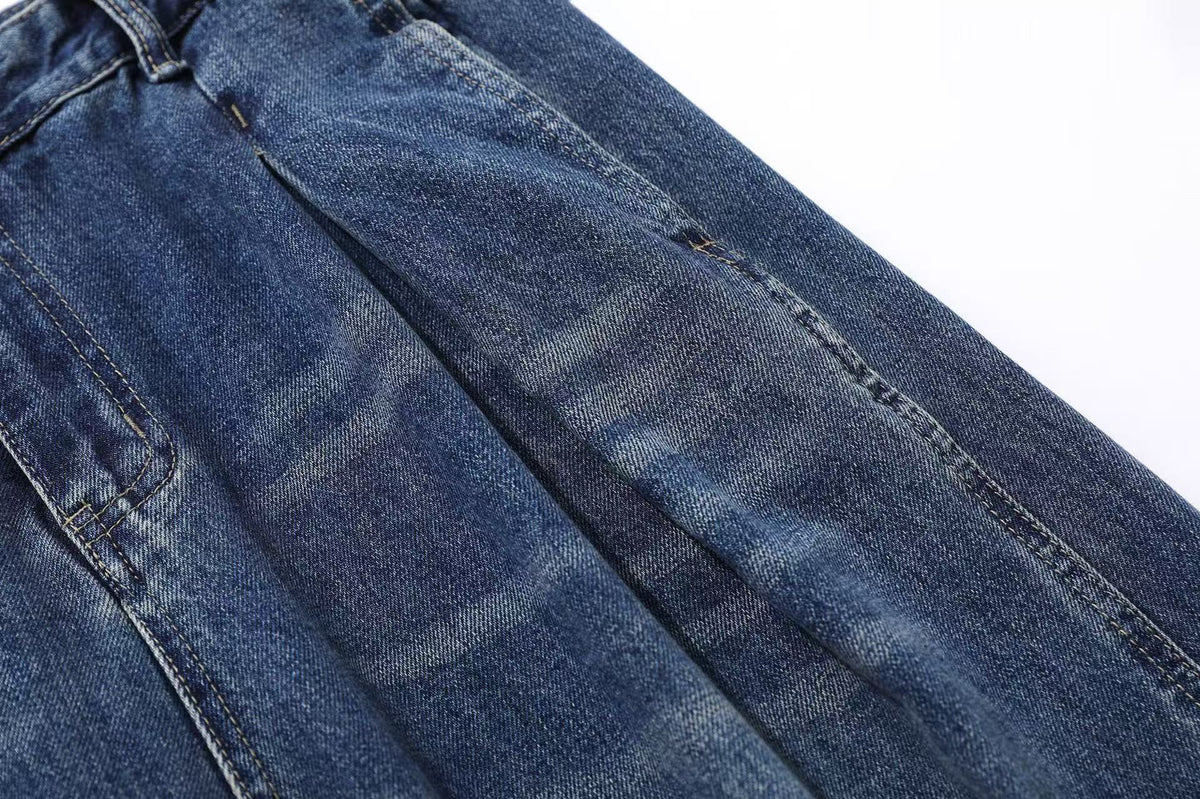Washed Wide-Leg Baggy Jeans - OMYGOODS