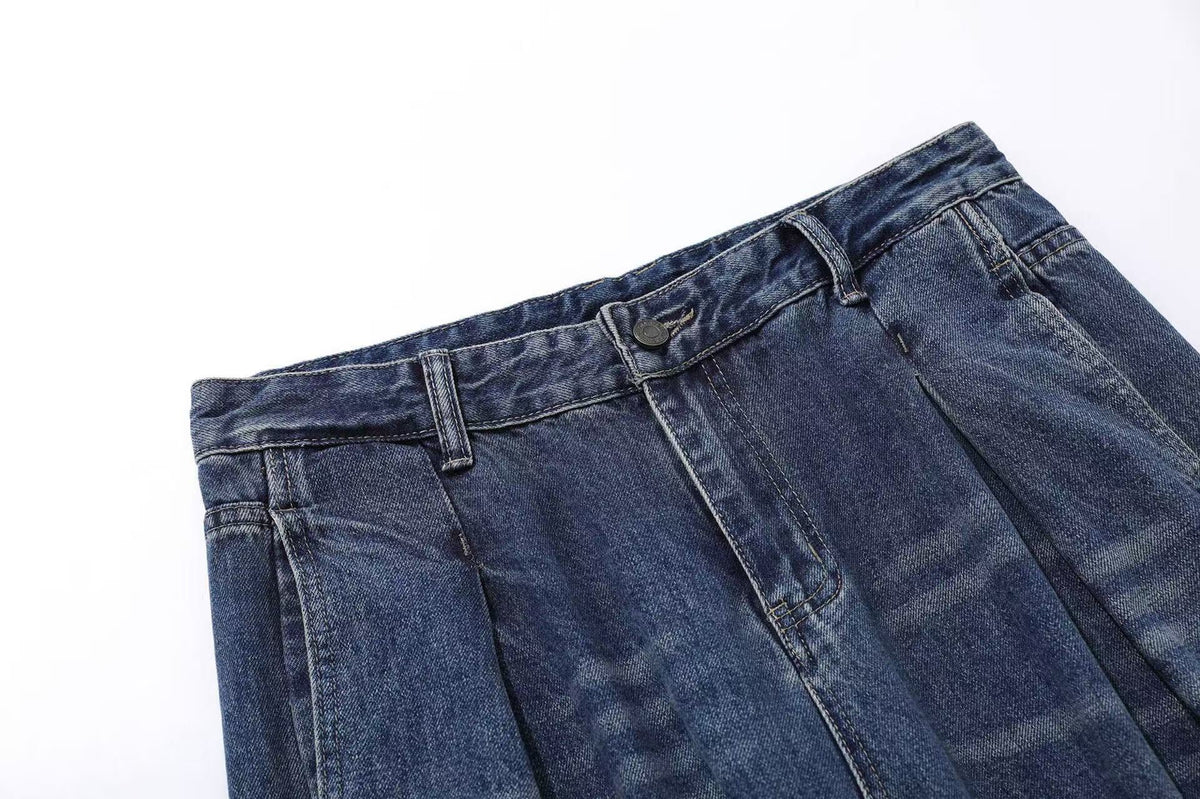 Washed Wide-Leg Baggy Jeans - OMYGOODS