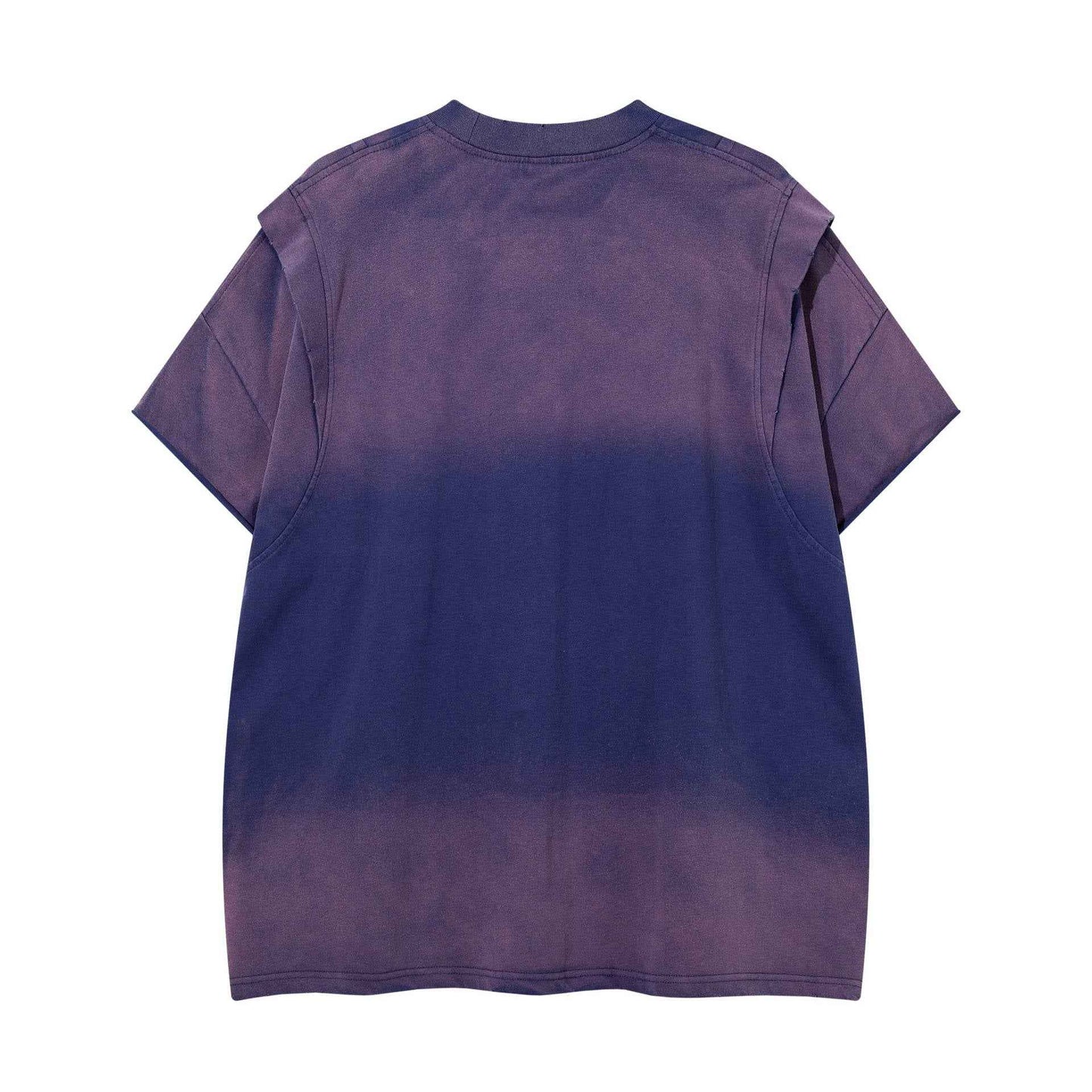 Deconstruction splicing gradient short sleeved shirt