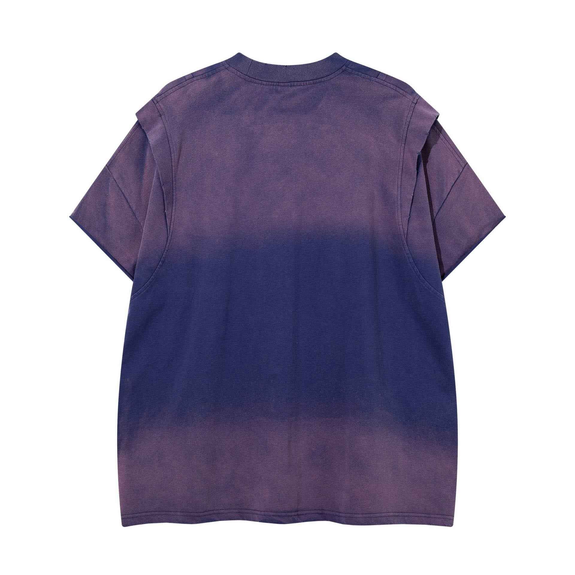 Deconstruction splicing gradient short sleeved shirt