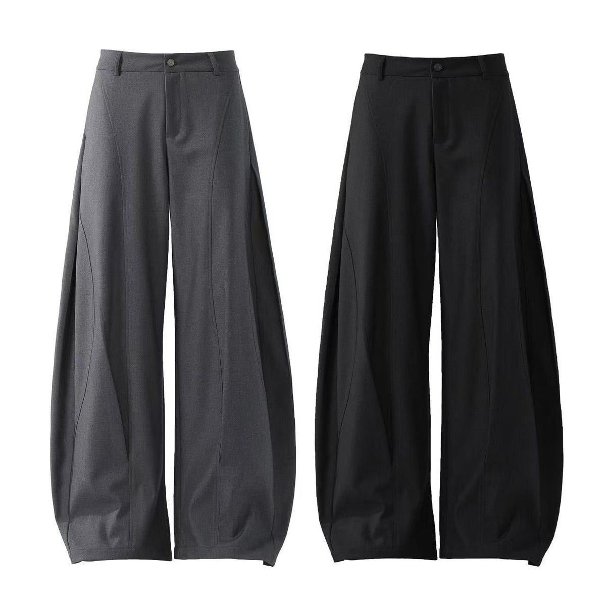Deconstructed Wide-Leg Baggy Suit Pants - OMYGOODS