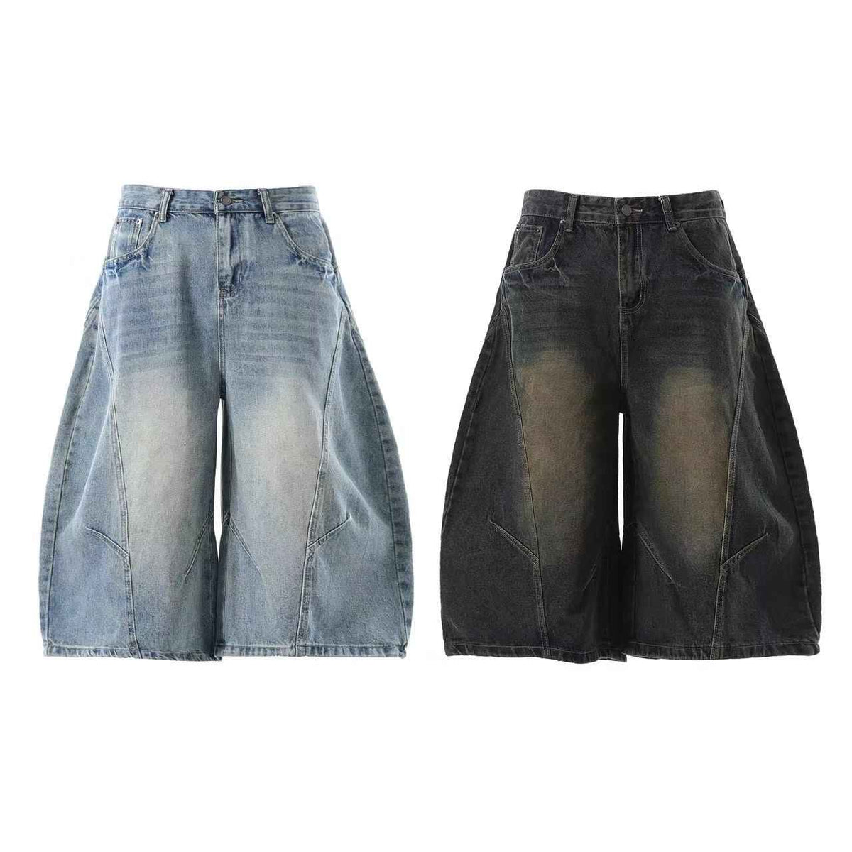 Wide-Leg  Baggy Knee-Length Jorts
